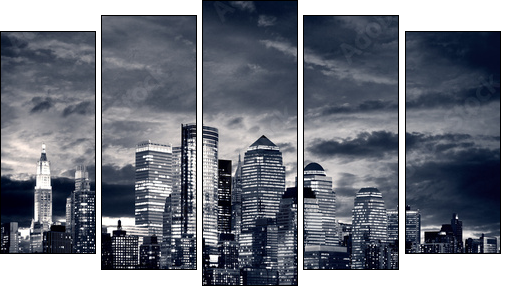 New York City Downtown from Jersey side. - Five-piece canvas, Pentaptych