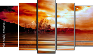 sunrise mono lake - Five-piece canvas, Pentaptych