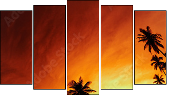 Tropical beach at sunset - Five-piece canvas, Pentaptych