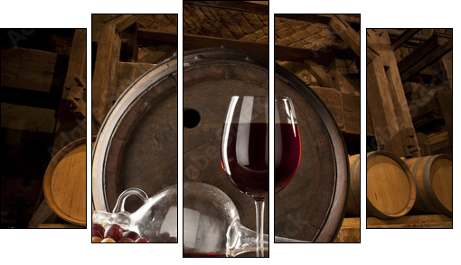 the still life with glass of red wine - Five-piece canvas, Pentaptych