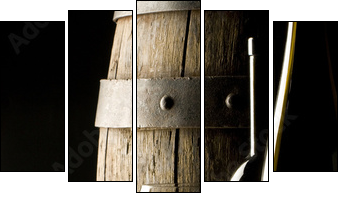 still life with glass wine - Five-piece canvas, Pentaptych