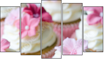 Wedding cupcakes - Five-piece canvas, Pentaptych