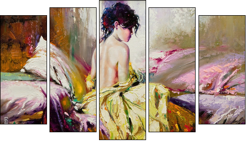 Portrait of the nude girl - Five-piece canvas, Pentaptych