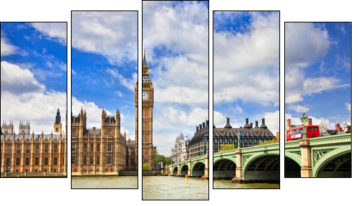 Big Ben and Houses of Parliament - Five-piece canvas, Pentaptych