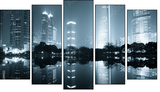 night view of shanghai - Five-piece canvas, Pentaptych