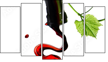 Pouring red wine in glass with rod isolated on white - Five-piece canvas, Pentaptych