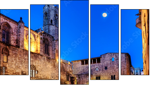 La Placa del Rei at dusk, The Kings Square, Barcelona 2 - Five-piece canvas, Pentaptych