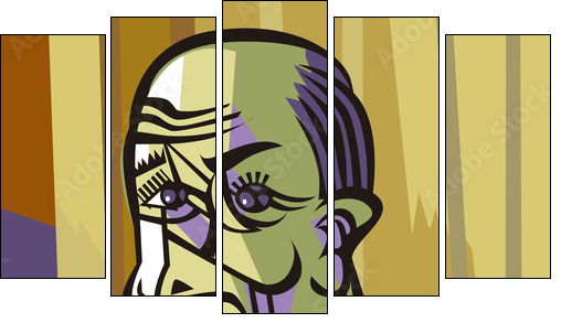 bald man cubist painter portrait - Five-piece canvas, Pentaptych