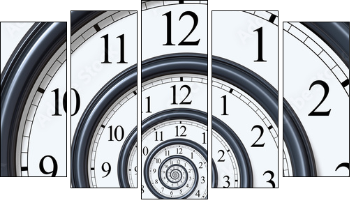 Time Spiral - Five-piece canvas, Pentaptych