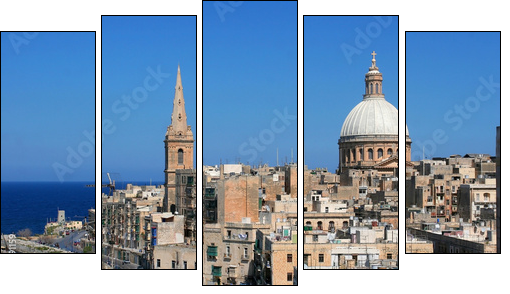 valletta city - Five-piece canvas, Pentaptych