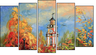 Ancient Vitebsk in the autumn - Five-piece canvas, Pentaptych