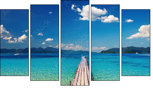 Wooden pier in tropical paradise - Five-piece canvas, Pentaptych