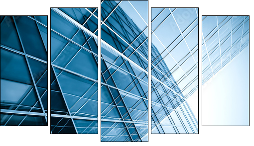 modern glass silhouettes of skyscrapers at night - Five-piece canvas, Pentaptych