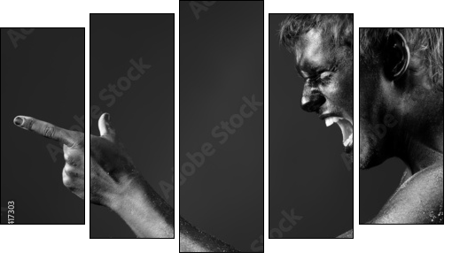 shouting man - Five-piece canvas, Pentaptych