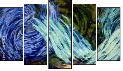 Abstract impressionism painting in Vincent Van Gogh style imitation. Art design background pattern for artistic creative printing production. Wall poster or canvas print template for interior decor. - Five-piece canvas, Pentaptych