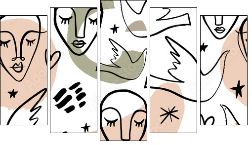 Modern seamless pattern with abstract shapes. Vector Clip Art - Five-piece canvas, Pentaptych