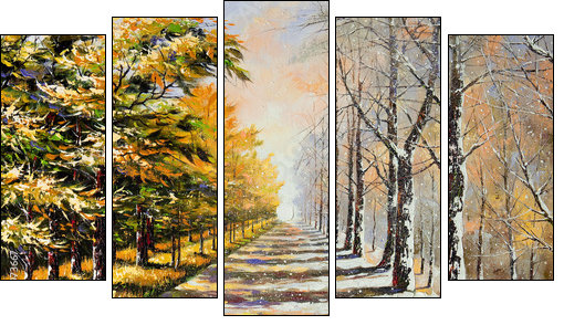 Allegory on theme winter-autumn - Five-piece canvas, Pentaptych