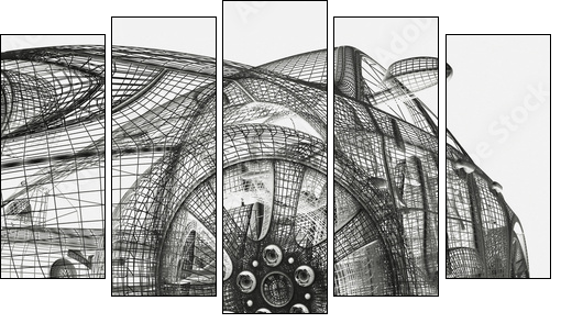 3d model cars - Five-piece canvas, Pentaptych