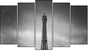 Tour Eiffel et voiture rouge- Paris - Five-piece canvas, Pentaptych