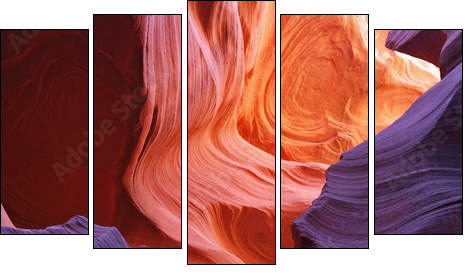 Glowing colorful  corridor - Five-piece canvas, Pentaptych