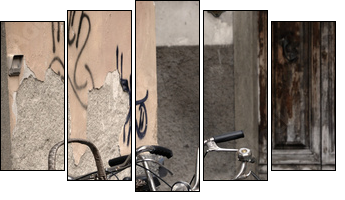 Italian old-style bicycles in Lucca, Tuscany - Five-piece canvas, Pentaptych