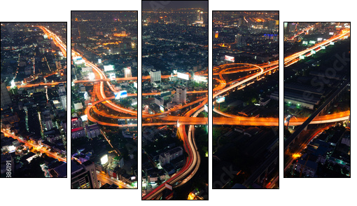 Autoroute Ã©changeur Bangkok, ThaÃ¯lande - Five-piece canvas, Pentaptych