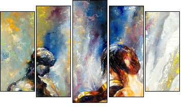 The girl playing a violin - Five-piece canvas, Pentaptych