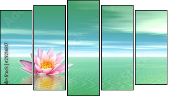 Lily flower in green ocean - Five-piece canvas, Pentaptych