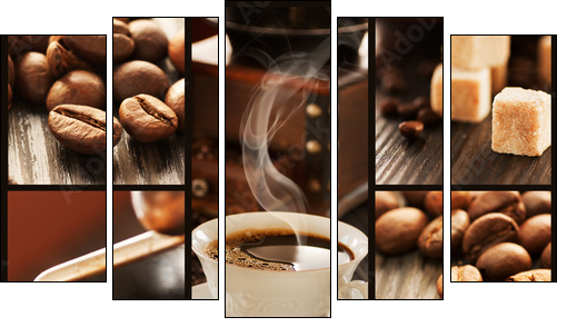 Coffee collage - Five-piece canvas, Pentaptych