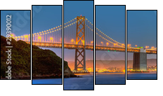 San Francisco Bay Bridge Panorama - Five-piece canvas, Pentaptych