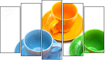 coffee cups - Five-piece canvas, Pentaptych