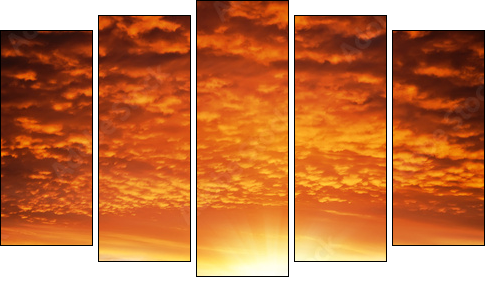 railway to sunset - Five-piece canvas, Pentaptych