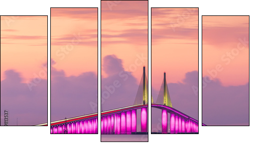 Sunshine Skyway Bridge spanning the Lower Tampa Bay - Five-piece canvas, Pentaptych