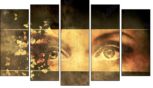 Grunge abstract portrait - Five-piece canvas, Pentaptych