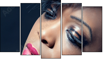 Beautiful young sensual woman with dark makeup - Five-piece canvas, Pentaptych