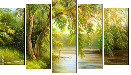 Wood lake - Five-piece canvas, Pentaptych