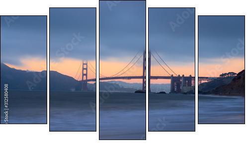 Beautiful view of  Golden gate bridge, San Francisco - Five-piece canvas, Pentaptych