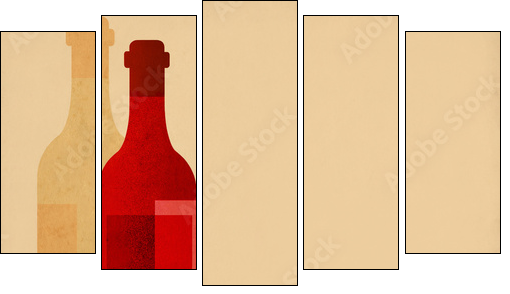 Le vin - Five-piece canvas, Pentaptych