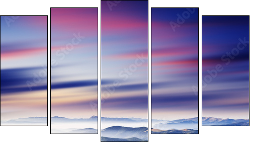 mountain landscape - Five-piece canvas, Pentaptych