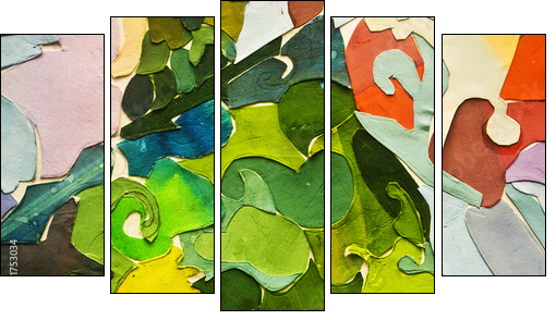 expressive abstract - Five-piece canvas, Pentaptych