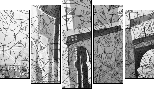 expressive abstract - Five-piece canvas, Pentaptych