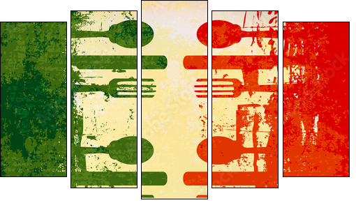Italian Menu Vector Template - Five-piece canvas, Pentaptych