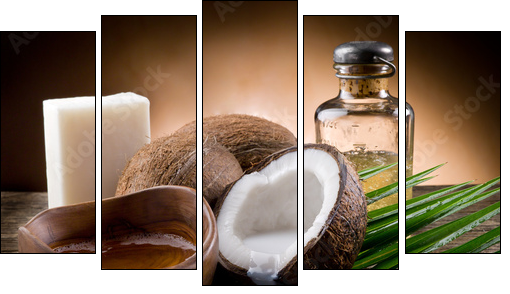 natural coconut walnut oil and soap - Five-piece canvas, Pentaptych