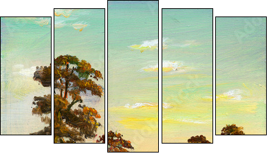Road to winter wood - Five-piece canvas, Pentaptych