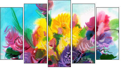 Wild flowers - Five-piece canvas, Pentaptych