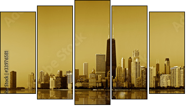 Chicago gold coast. - Five-piece canvas, Pentaptych