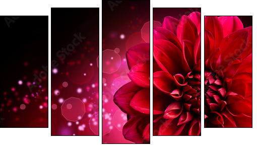 Dahlia Autumn flower design - Five-piece canvas, Pentaptych