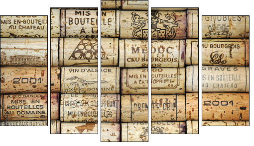 Background of wine corks - Five-piece canvas, Pentaptych
