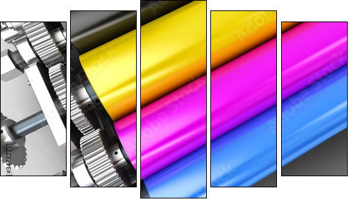 print machine - Five-piece canvas, Pentaptych