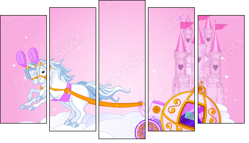 Sky carriage illustration - Five-piece canvas, Pentaptych